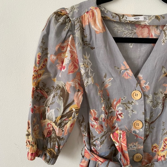 Mango Midi Vneck Button Down Floral Dress - Picture 2 of 5